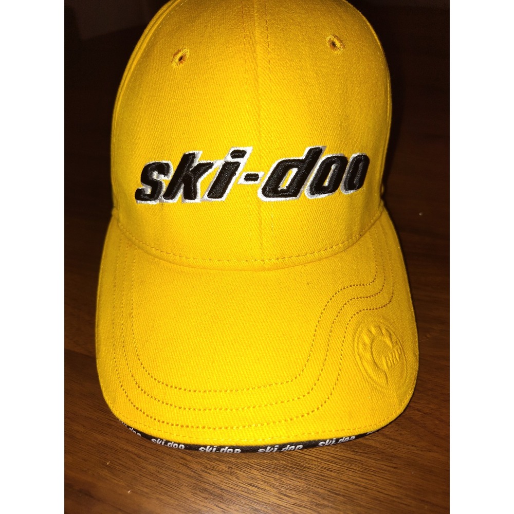 Ski-Doo BRP Yellow Embroidered Baseball Hat S/M Flex Fit Snowmobile Cap 445864